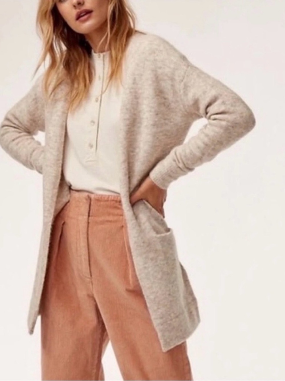 Wilfred Light Heather Gray Open-Front Cardigan
